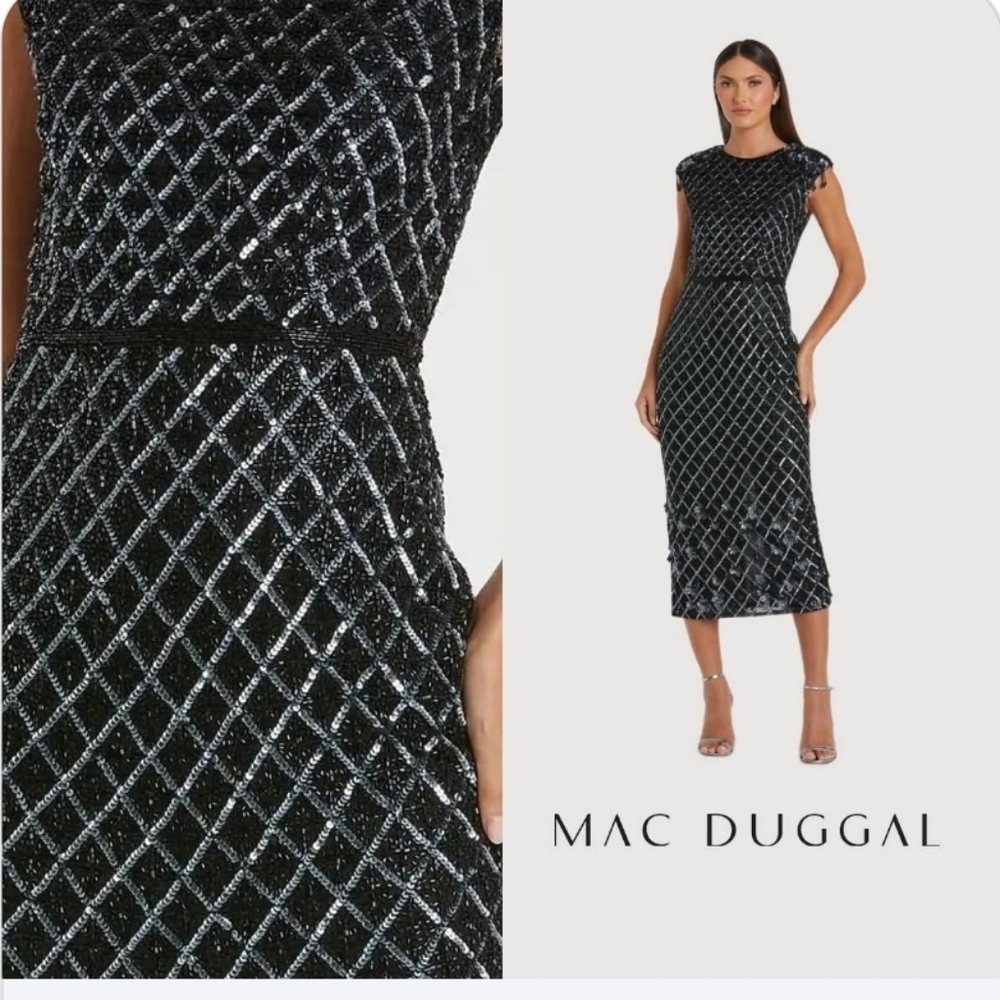 Black High Neck Dress w/ Crystal Fringe DetailRegular price$798 USD
